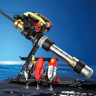 Lure Fishing Rod Building Block Model with Spinning Reel