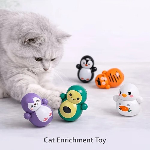 10 Pack Self-Righting Cat Rolling Toy Battery-Free Interactive Indoor Cat Play