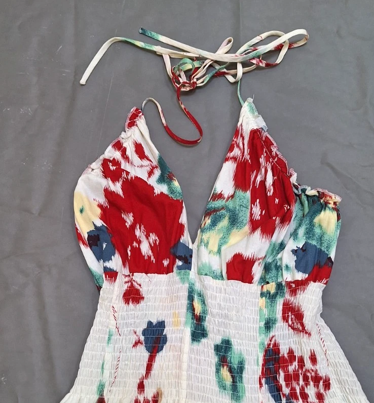Vintage 60s Delia’s Floral Print Fit & Flare Sundress L 100% Cotton Retro Summer - Image 2 of 4
