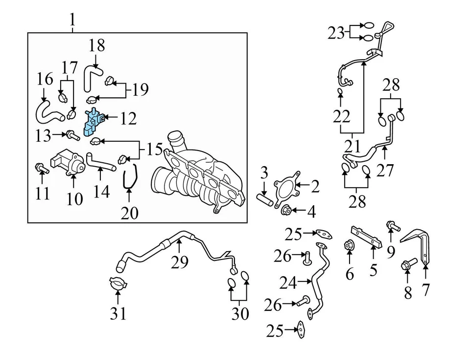 2009-2015 AUDI TTS QUATTRO 2.0L - Solenoid Valve / Vacuum HOSE SET 06F906283F - Image 3 of 4