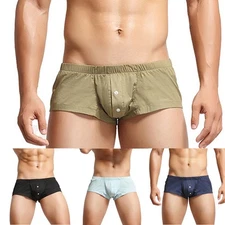 Mens Sexy Underwear Underpants Soft Boxers Shorts Briefs Trunks Button Low Rise