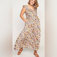 Old Navy Wildflower Floral Tiered All Day Maxi Dress XL Cottage Prairie Country