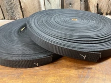 100 Yards 1” Heavy Nylon Webbing Strap - .0625” Thick Black Tight Grid Strapping