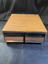 VTG Audio Cassette Tape Cabinet 2-Drawer Holder Faux Wood Storage - 28 Tapes