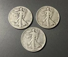 3 Coin Walking Liberty Half Dollar Lot 90 % Silver 1944