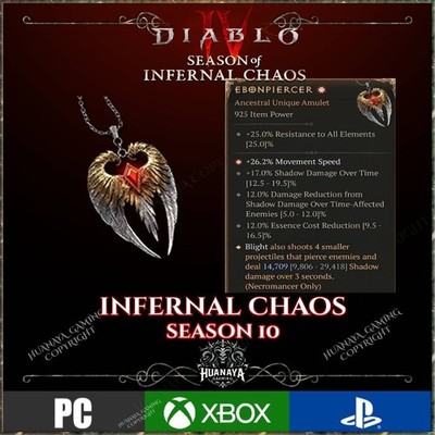  Diablo 4  NECROMANCER  ENDGAME  SEASON 10 Infernal Chaos Ebonpiercer