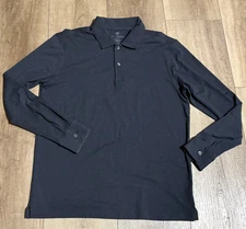 MACK WELDON Long Sleeve Polo Shirt Men's Medium Black