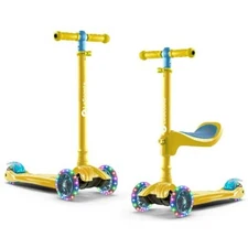 2-in-1 Kids Kick Scooter, Adjustable Height Handlebars and Removable Seat