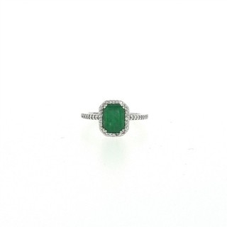 VINTAGE DESIGNER EFFY EMERALD DIAMOND HALO COCKTAIL RING 14K WHITE GOLD SIZE 7