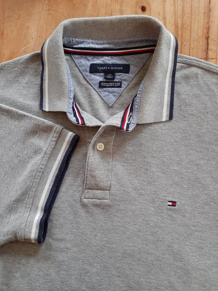 Tommy Hilfiger Herren Poloshirt Pique, Größe L grau - Bild 3 von 4