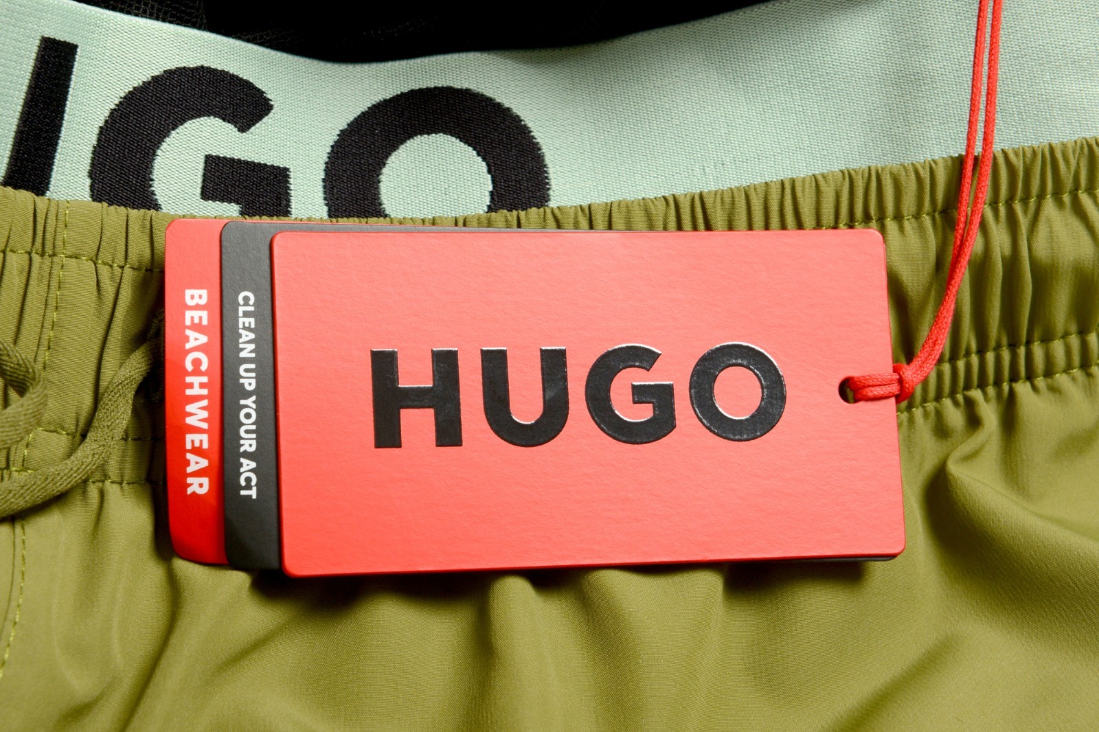 NWT Hugo Boss Men's "FLEX" Olive Green Swim Board Shorts US M IT 50 thumbnail 2