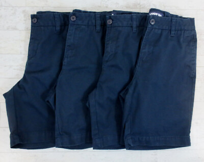 LOT Lands End Plain Front Blend Chino Shorts Girls Size 12S SLIM Navy Blue
