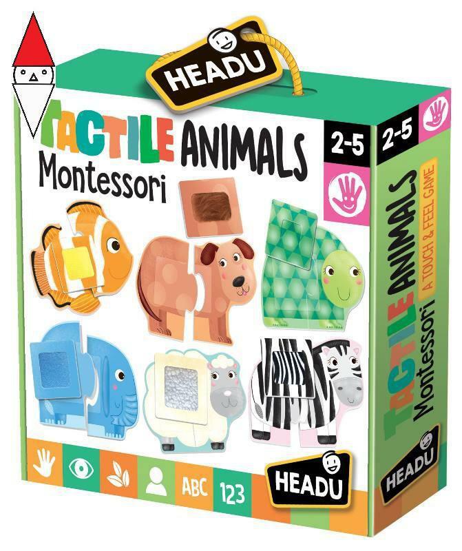 GIOCO EDUCATIVO HEADU TACTILE ANIMALS MONTESSORI