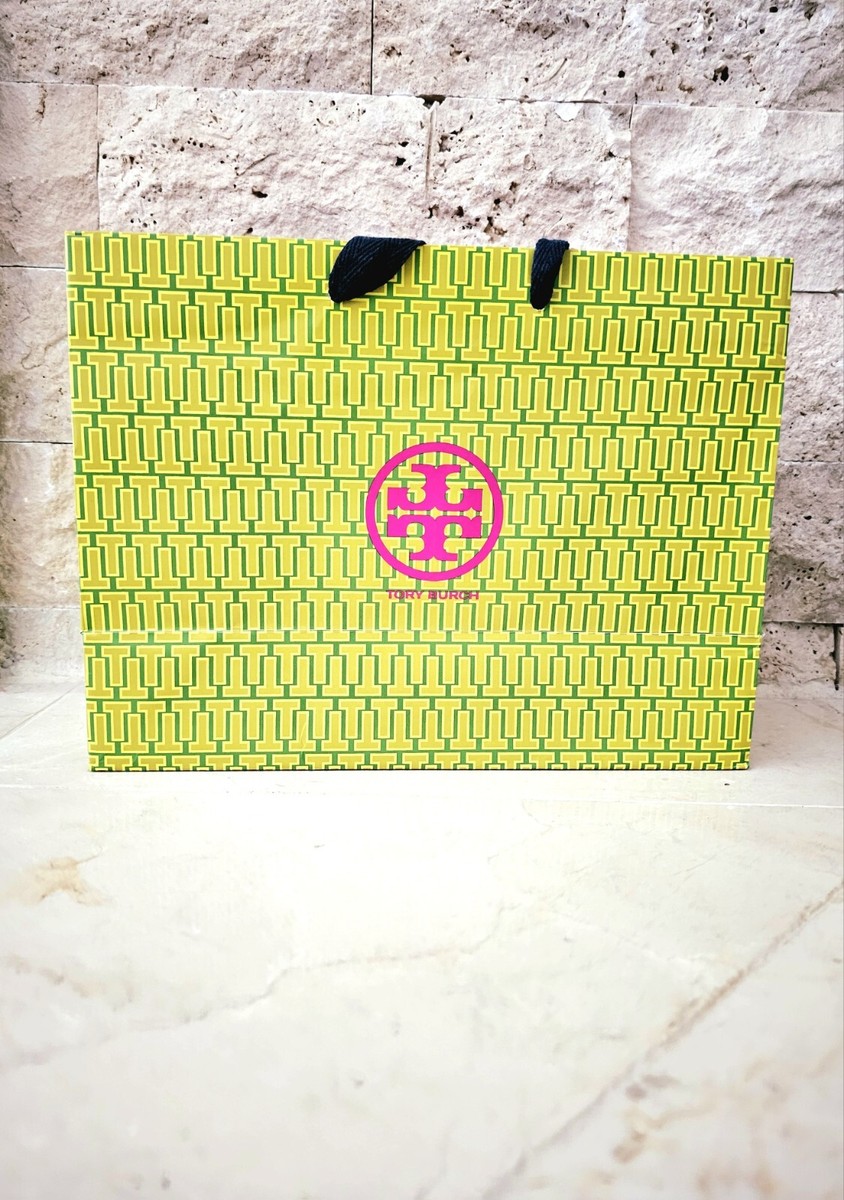 NEW Authentic Tory Burch Green & Yellow Shopping Gift Retail Bag