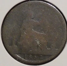 British Penny - 1862 (Worn) - Victoria Young Head  [501]