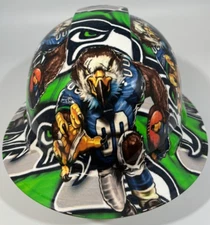 New Full Brim Hard Hat Custom Hydro Dipped SEATTLE SEAHAWKS