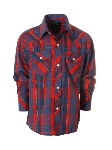 Boy's Causal Dress Shirt Full Button Down Long Sleeve Plaid Checkers Soft LS-82W - Picture 6 of 6