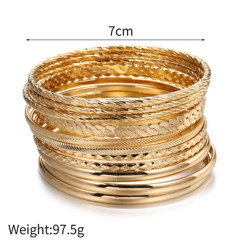 12Pcs Gold Bangle Bracelets for Women-Multi Layer Stackable Textured Bracelets - Picture 2 of 4