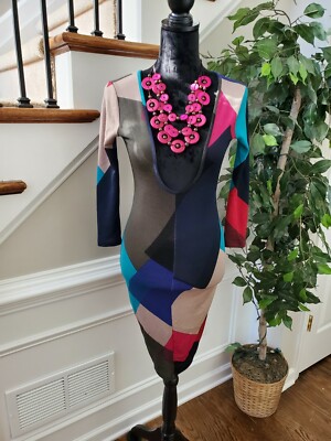 Boutique SJ Style Women's Multicolor Polyester Bodycon Knee Length Dress  Size M