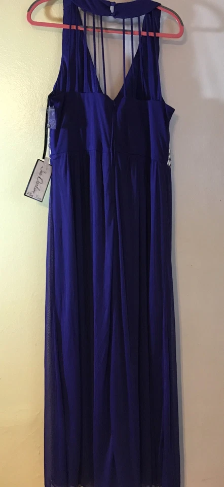 Maxi Vestido Bee Darlin Nuevo con Etiquetas Púrpura Joya Malla Baile de graduación Boda Firmal Vestido Talla 16/17 Foto 4 de 4