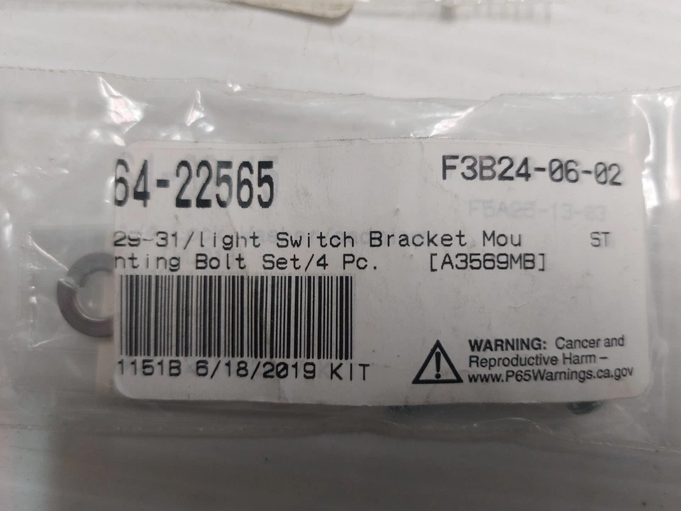 Tornillos de montaje de soporte de interruptor de luz Ford Modelo A 1929-31, 64-22565 Foto 2 de 3