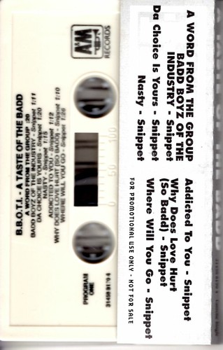 Bad Boyz Of The Industry Taste Of BADD PROMO ADVANCE DEMO Cassette Tape BBOTI - Picture 2 of 2