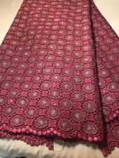 Wine Red Guipure Cord Lace Fabric  5 yards