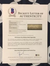 1956 Kansas City Athletics Team Signed Baseball Bat Beckett Certified BAS A76223