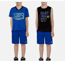 SKECHERS Boys 3 piece SOCCER Sport Set Blue Black 3T NWT