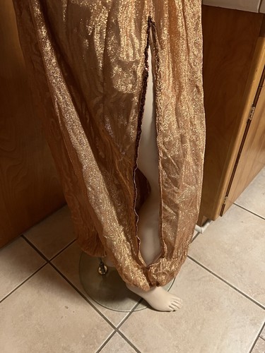 Vintage Professional Metallic Copper Beaded Belly Dancing Costume 4 Piece EUC - Picture 6 of 9
