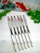6   Mid Century Modern  Towle  GLIMMER  Stainless Steel Dinner Knives   USA
