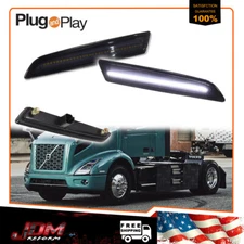 For 2018-up Volvo VNL VNR VNX Smoke White LED Front Bumper Side Marker Lights 2X