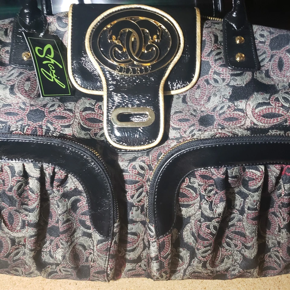 Sharif Satchel Duffle Bag Leather Animal Print w Make Up Pouch & Dust Cover NWT - Image 2 of 4