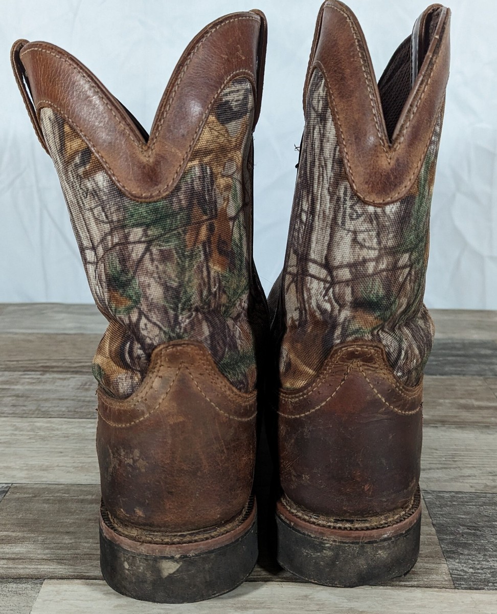 Justin WK4676 Brown Camo Leather Sq Toe Waterproof Work  display picture 1