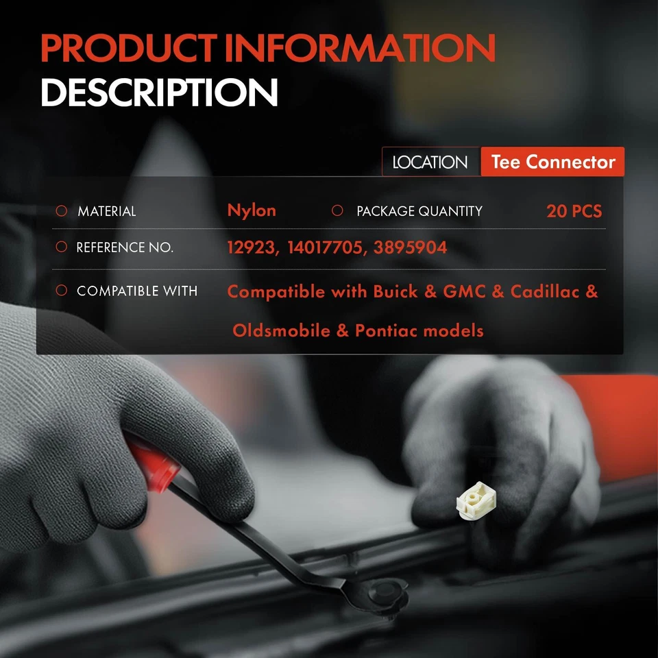 Conector de manguera de 20 piezas 1/8"X1/8"X1/8" Adaptador de tubo Clip Retenedor para Buick GMC Foto 2 de 4