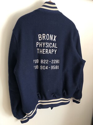 VTG 80s Bronx Physical Therapy New York Varsity Style Quilted Lined Jacket Large