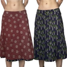 Double-sided red and blue vintage midi skirt size M