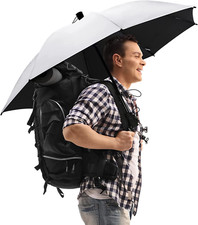 46 Inch Large Hiking Umbrella Ultralight UV Silver Reflective Full-Size Trekking