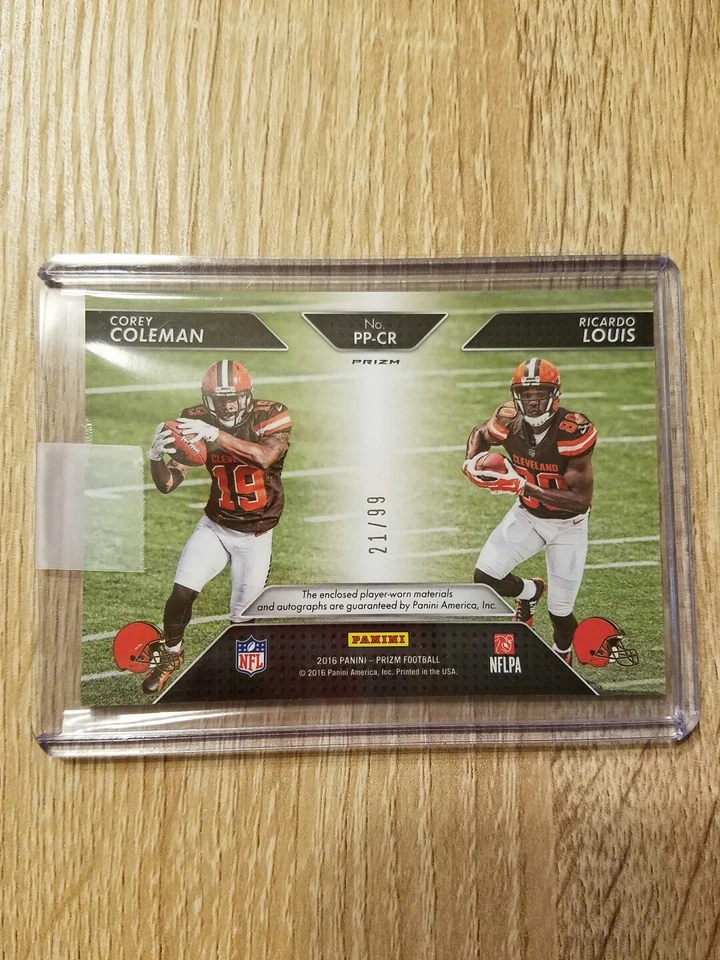 Corey Coleman / Ricardo Louis RC 2016 Prizm DUAL PATCH AUTO SP 21/99 Browns - Image 2 of 2