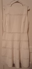 Lauren By Ralph Lauren Women's Size 12 White A Line Dress Lace Accents