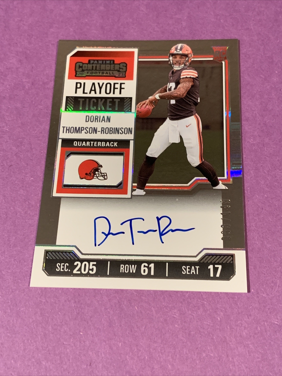 2023 Contenders Playoff Ticket /149 Dorian Thompson-Robinson #110 Rookie Auto RC