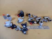 Mixed Lot of Parker SMC Flow Controls and Push to Connect Fittings Most NOS