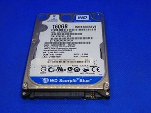 160 GB SATA LAPTOP FESTPLATTE WESTERN DIGITAL WD1600BEVT 2,5  #NFP4