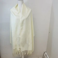 Pretty Persuasions Scarf Wrap Shaw Cream Neutral Fringe Boho Soft Cozy 28"X72"