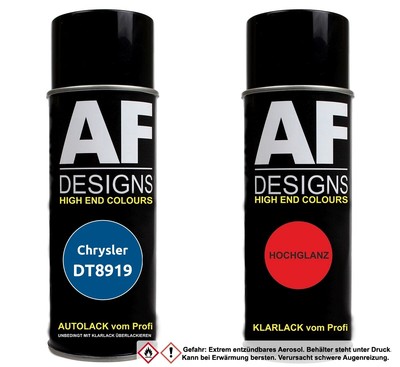Autolack Spraydose Set für Chrysler DT8919 Banzai Blue Metallic Klarlack
