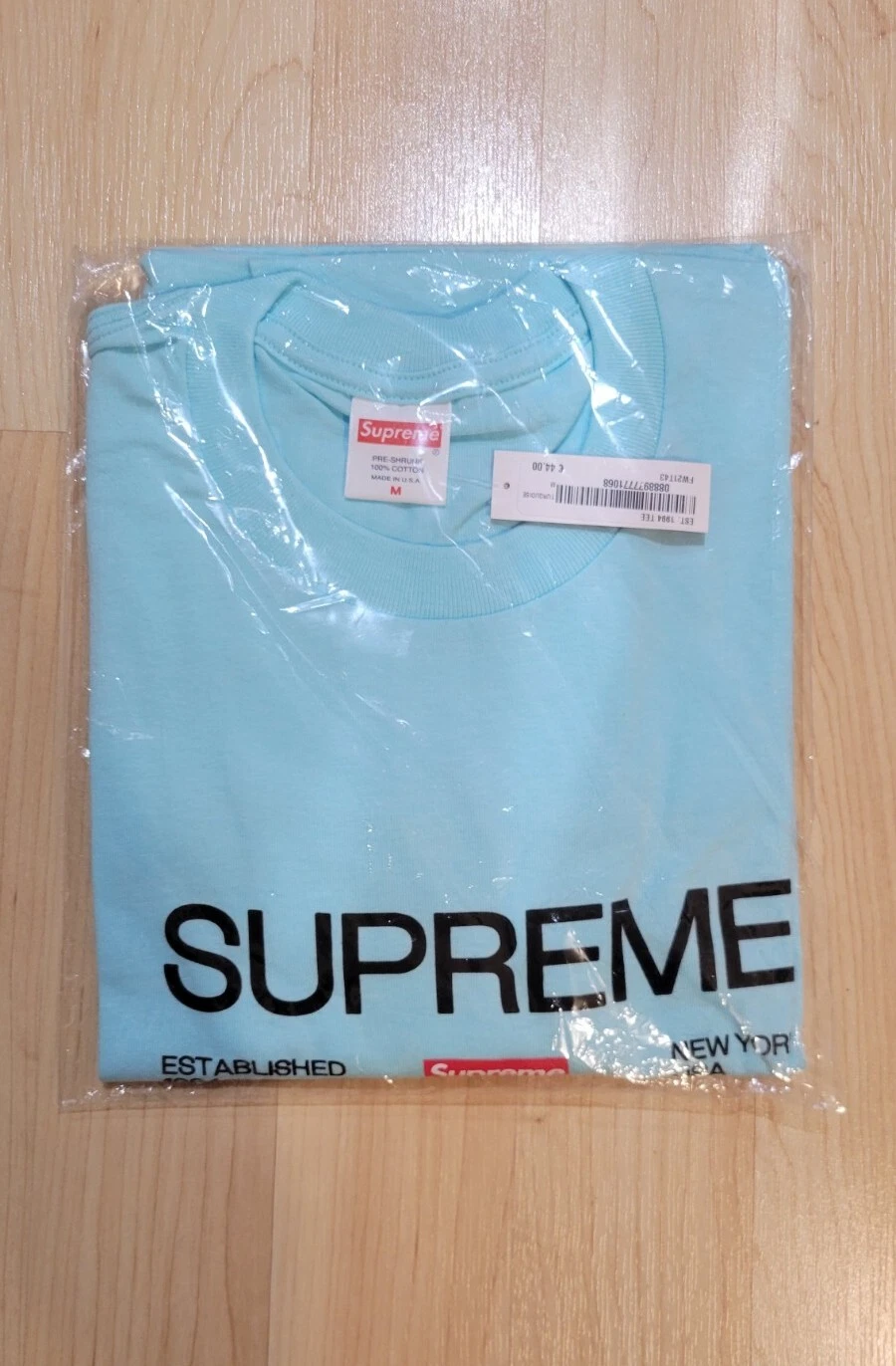 Supreme EST. 1994 T Shirt FW21 *NEUF* Turquoise 