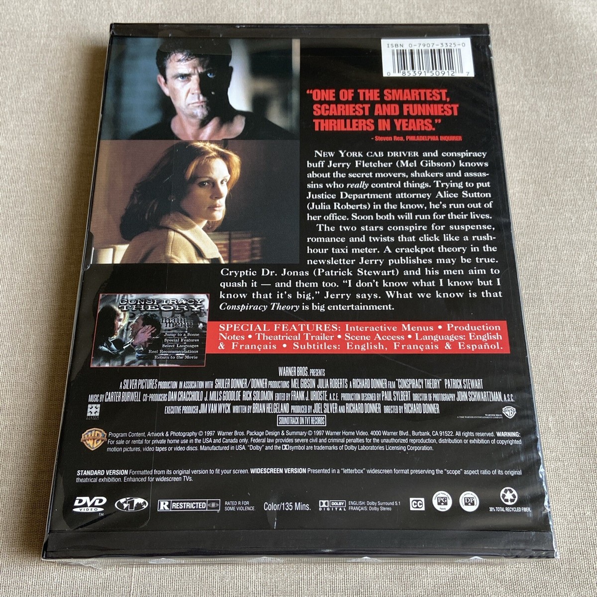 Conspiracy Theory (DVD NEW 1997) Crime Thriller Mystery Mel Gibson