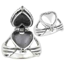 Gothic Heart Design Poison Locket Ring (Thin Band) All Sizes