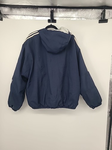Chaqueta con capucha vintage años 90 Adidas clásica con logotipo grande trébol para hombre XL DE COLECCIÓN RARA Azul marino - Imagen 14 de 16