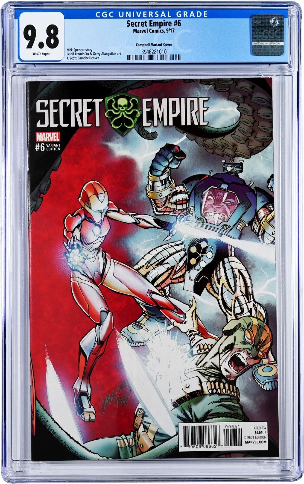 Secret Empire #6 CGC 9.8 (Sep 2017, Marvel) J Scott Campbell Variant Cover